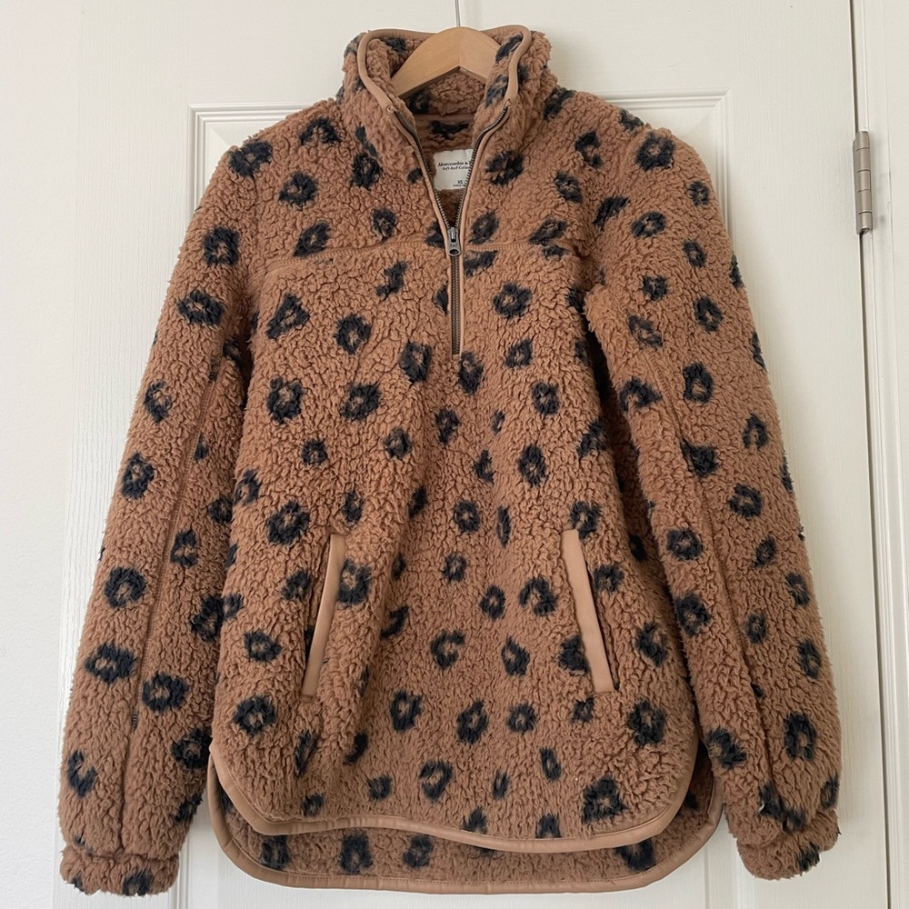 Abercrombie leopard fleece pullover